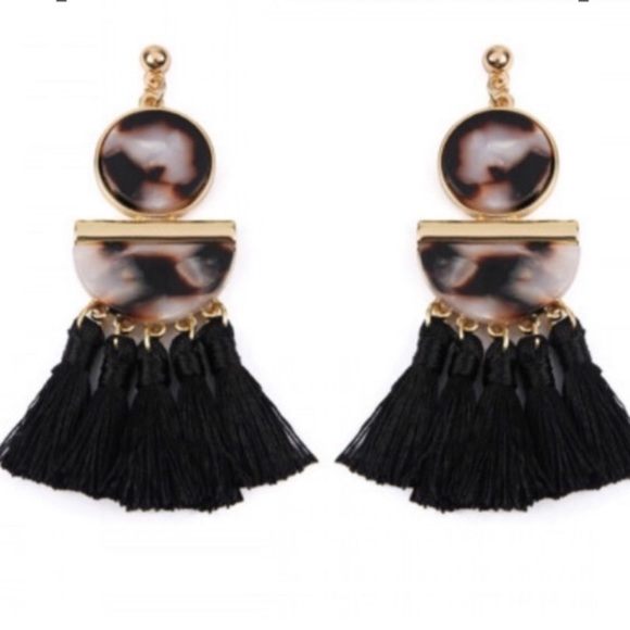 Skull and Arrow Shop Jewelry - Black Tassel Earrings